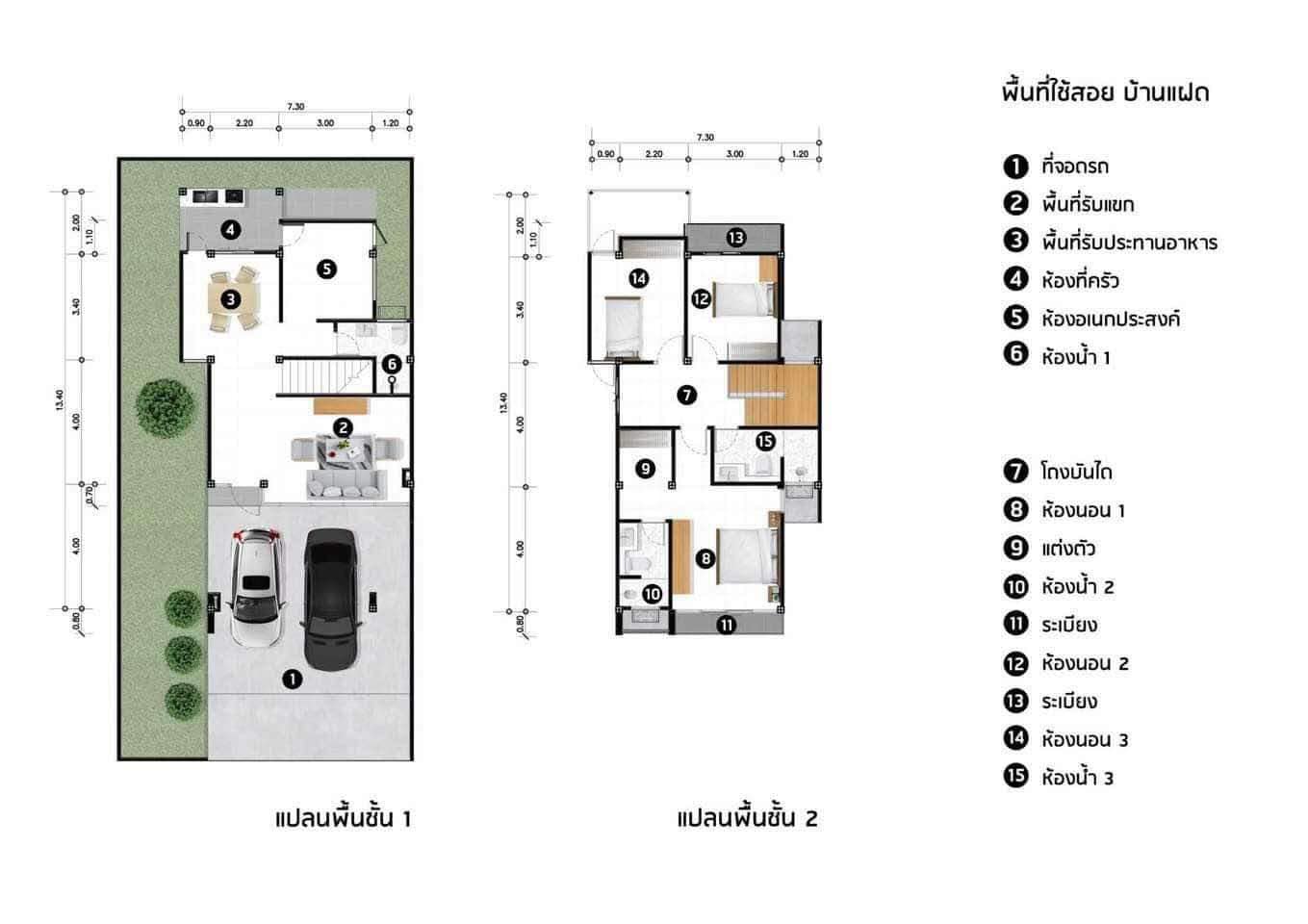 (พร้อมอยู่) บ้านแฝด 2 ชั้น 3 ห้องนอน 3 ห้องน้ำ สไตล์ Modern @บางใบไม้ สุราษฎร์ธานี