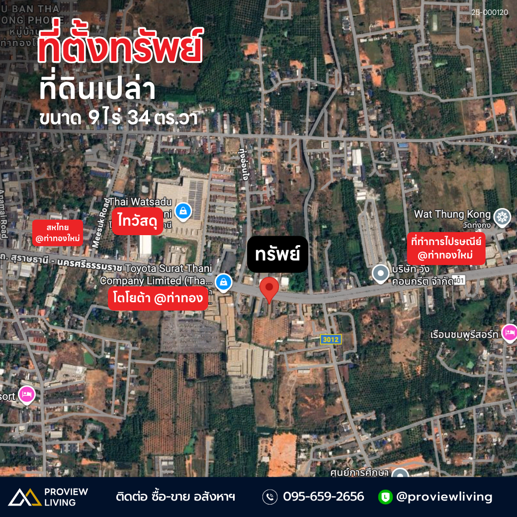 [ขายด่วน] ที่ดินเปล่า 9 ไร่กว่า โซนท่าทอง กาญจนดิษฐ์ ติดถนนเส้นสุราษฎร์–นครศรีฯ (401) ใกล้ โตโยต้าท่าทองใหม่เพียง 200 เมตร