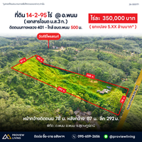 ขายที่ดิน 14-2-95 ไร่ @อ.พนม ติดถนนทางหลวง 401 - ใกล้ อบต.พนม 500 ม. ไร่ละ 390,000 บาท ยกแปลง 5.5 ล้านบาท