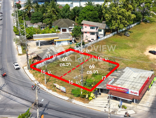 Land for sale, divided into plots, 69 sq. wah, 15-meter frontage, located at Thamuang T-junction, Khanom, Nakhon Si Thammarat.