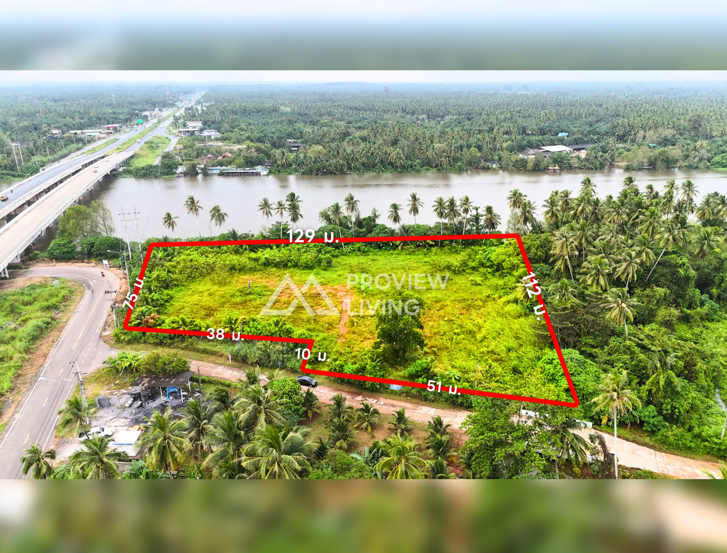 [ขายด่วน] ที่ดินเปล่า ติดแม่น้ำตาปี ใกล้โชว์รูมฟอร์ด รพ.กรุงเทพ และเซ็นทรัล ขนาด 6 ไร่ 46 ตารางวา