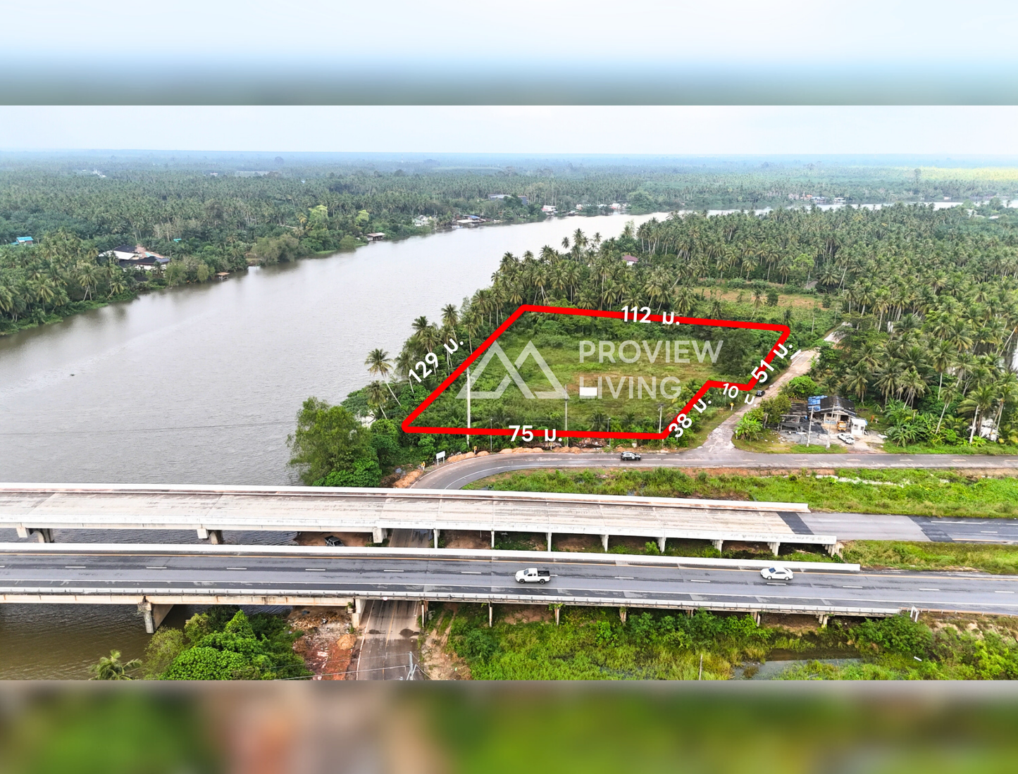 [ขายด่วน] ที่ดินเปล่า ติดแม่น้ำตาปี ใกล้โชว์รูมฟอร์ด รพ.กรุงเทพ และเซ็นทรัล ขนาด 6 ไร่ 46 ตารางวา