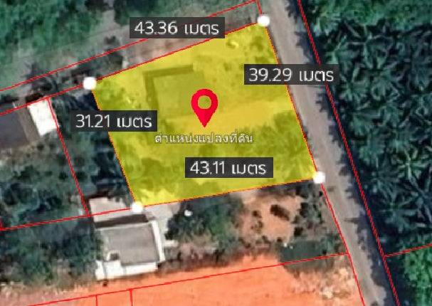 [ขายด่วน] ที่ดินเปล่า แปลงมุม เนื้อที่รวม 1 ไร่ 1 งาน 77 ตารางวา พิกัด ทุ่งกง กาญจนดิษฐ์ สุราษฎร์ธานี