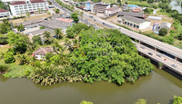 [For Sale] Waterfront Land, Triangular Plot, 3 Rai 90.8 Sq. Wah., Next to Bypass Road, Bang Yai, Surat Thani