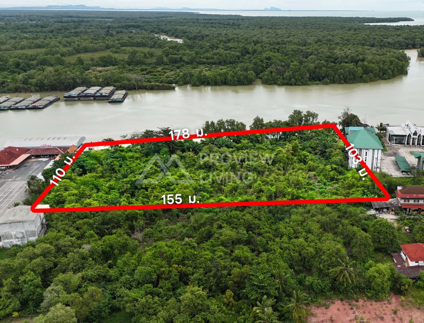 [ขายด่วน] ที่ดินริมน้ำ ติดปากน้ำตาปี อ่าวบ้านดอน ขนาด 10 ไร่ 2 งาน 28.1 ตารางวา หน้ากว้าง 177 ม.