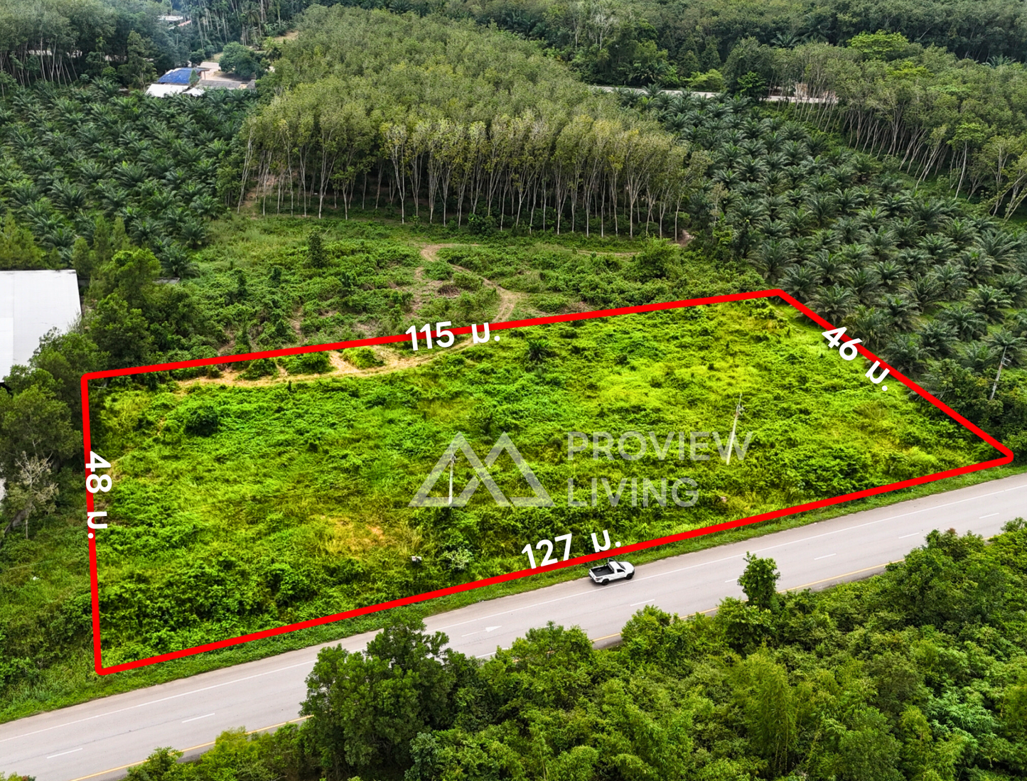 [ขายด่วน] ที่ดินเปล่า ติดถนนเซาเทิร์น ใกล้สนามชนไก่ทรัพย์ทวี อ.บ้านนาเดิม 3 ไร่ 1 งาน 24.0 ตารางวา | หน้ากว้าง 127 เมตร