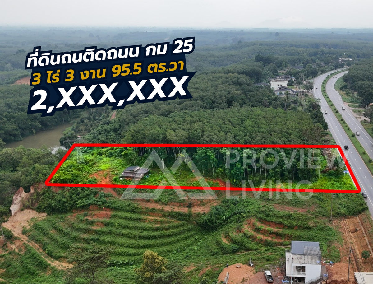 [ขายด่วน] ที่ดินกม 25 3 ไร่ 3 งาน 95.5 ตารางวา
