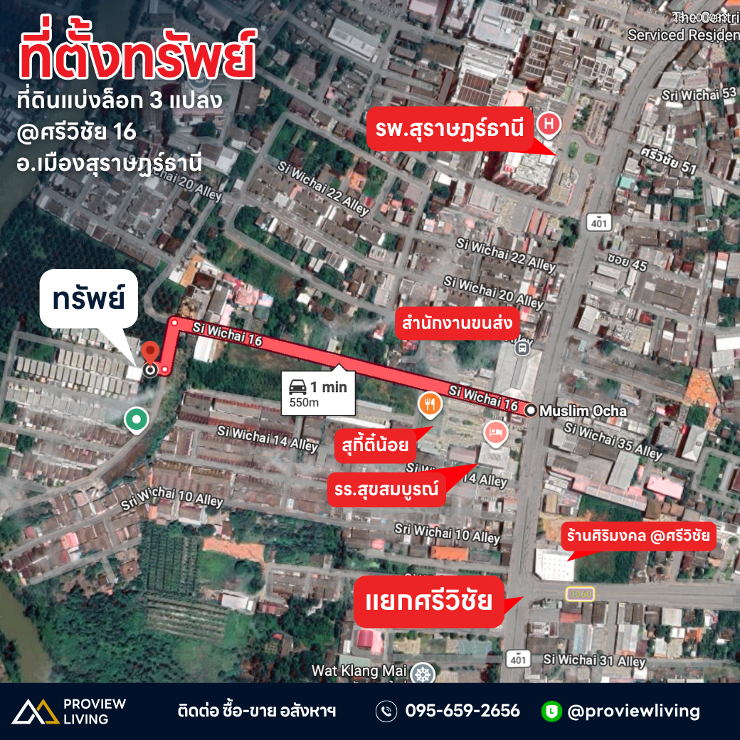 [ขาย] BS-08 ที่ดินแบ่งล็อก พร้อมขาย 3 แปลง เริ่มต้นที่ 2.43 ล้านบาท เหมาะปลูกบ้านจัดสรร ศรีวิชัย 16 BS-08 สุราษฎร์ธานี