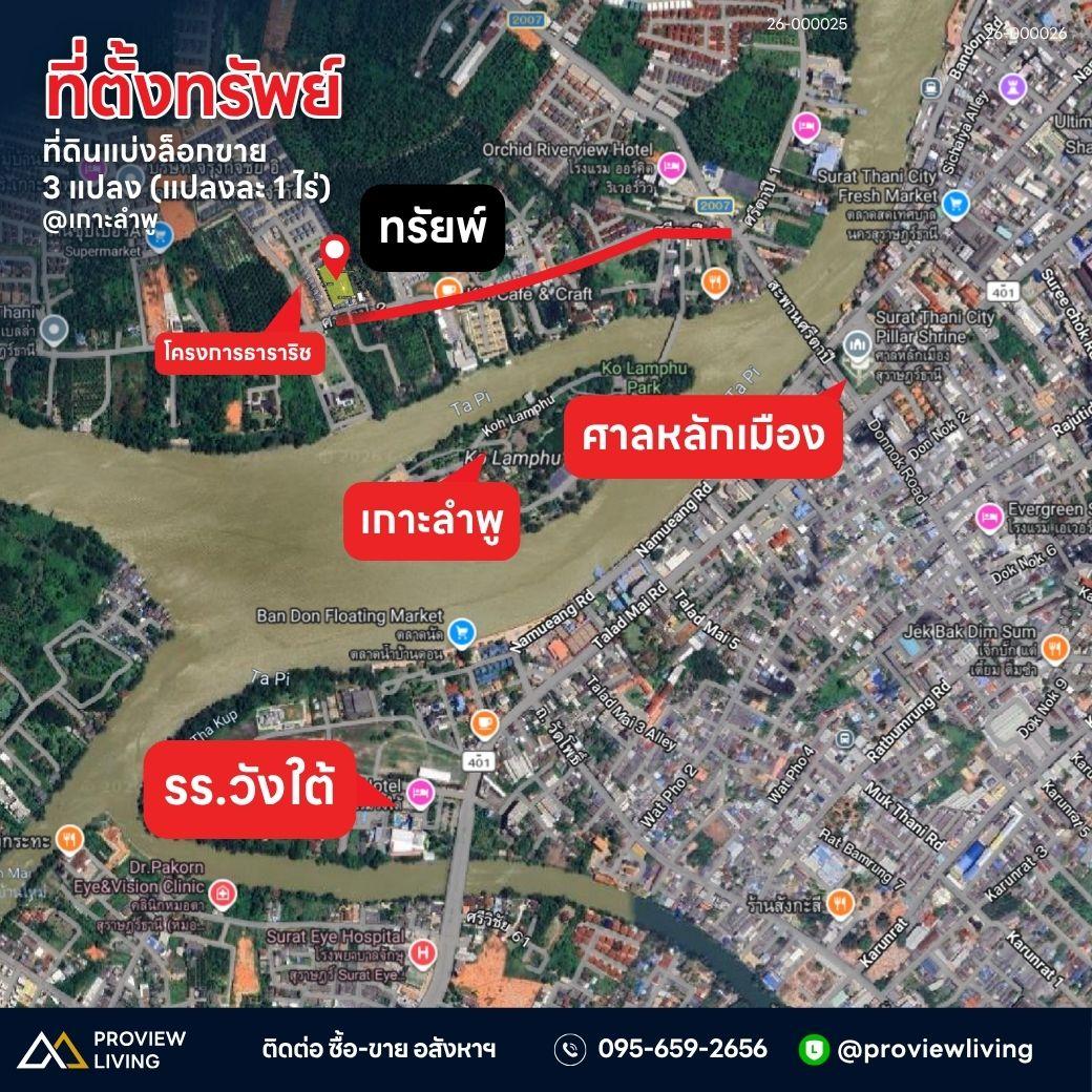 ขายด่วน ที่ดินเปล่า สุราษฎร์ธานี ใกล้เกาะลำพู ขนาด 3 ไร่ 0 งาน 4.0 ตารางวา