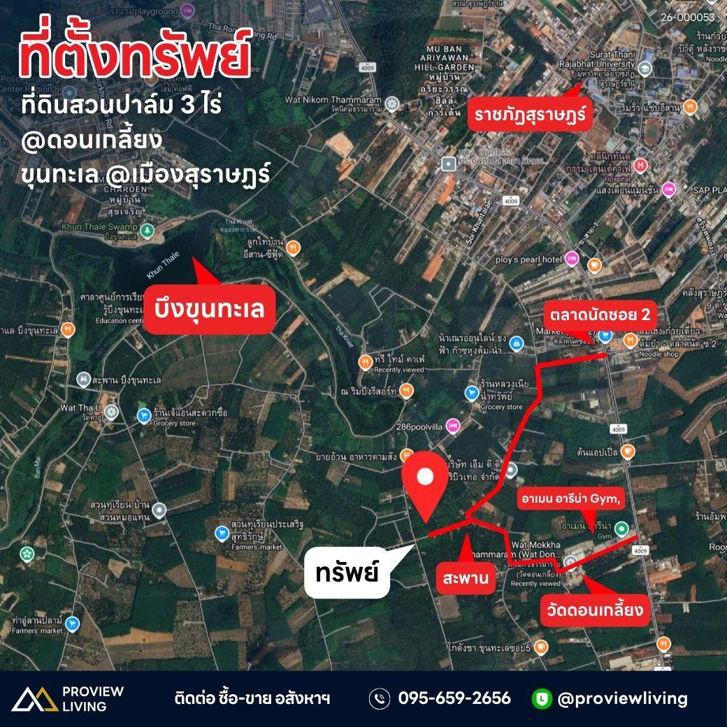 ขายด่วน ที่ดินเปล่า สุราษฎร์ธานี ใกล้ตลาดนัดซอย 2 ซอยวัดโมกขธรรมาราม ขนาด 3 ไร่