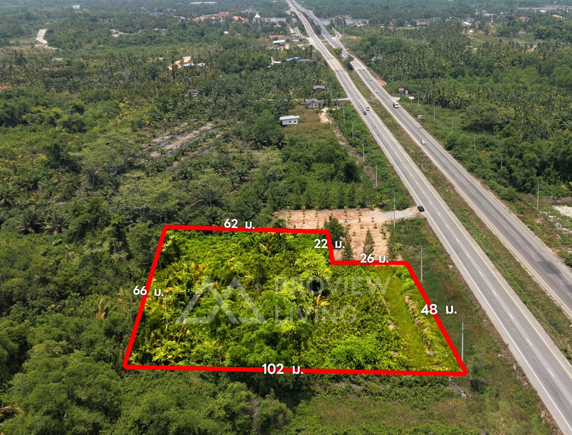 ขายที่ดินเปล่าสุราษฎร์ 3 ไร่ 1 งาน 42 ตร.วา ราคา ไร่ละ 4.XX ลบ.