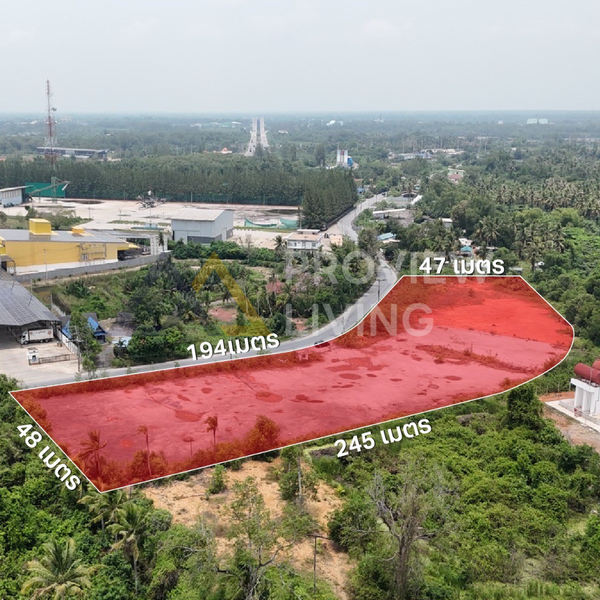 [For Sale] Landfill 6 rai 3 ngan 68.3 sq.wah, wide frontage, near Surat Thani city, Pak Nam, Bang Kung