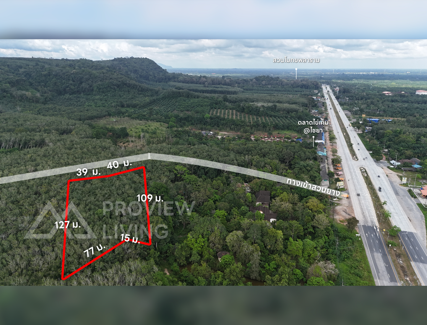 [ขายด่วน] ที่ดิน พร้อมสวนยางพารา ตรงข้ามสถานนีตำรวจทางหลวงไชยา 450 ม. ขายไร่ละ 6 แสนบาทเท่านั้น!!