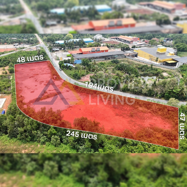 [For Sale] Landfill 6 rai 3 ngan 68.3 sq.wah, wide frontage, near Surat Thani city, Pak Nam, Bang Kung
