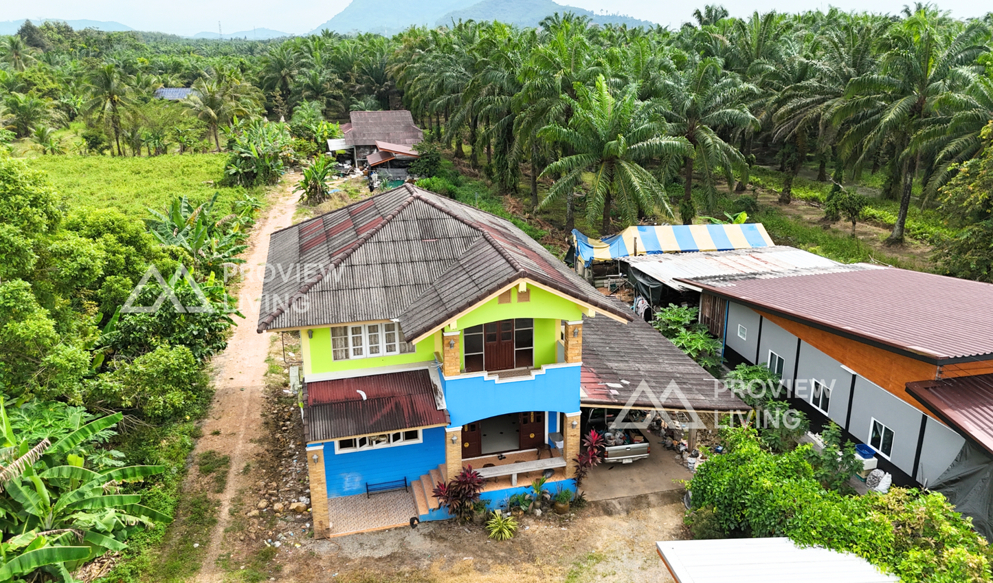 [ขายด่วน] บ้านเดี่ยว 2 ชั้น พร้อมที่ดิน ขนาด 1 งาน 53.9 ตารางวา หน้าติดถนนใหญ่ ใกล้สถานีรถไฟพุนพิน 2.3 กม.