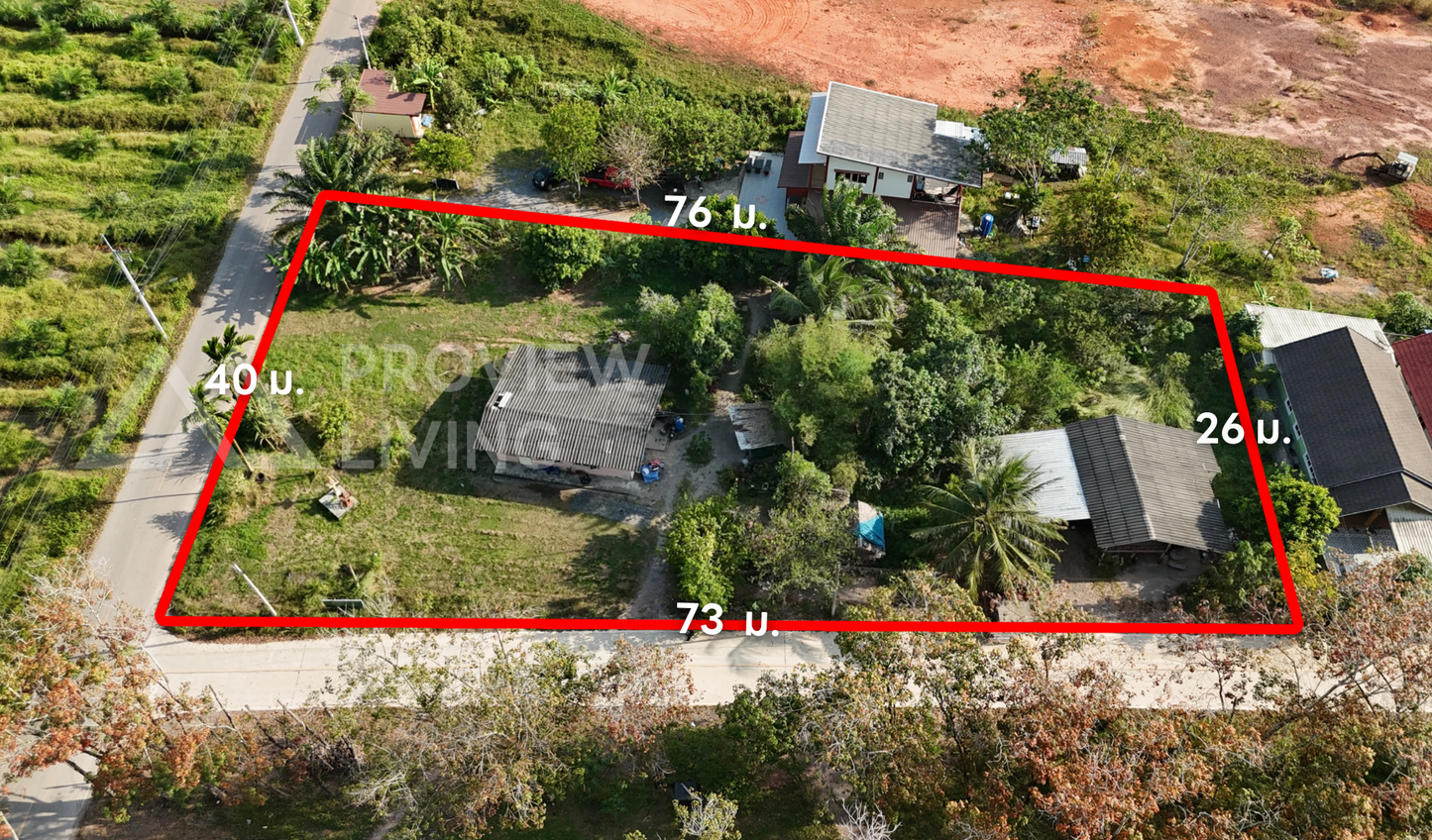 [ขายด่วน] ที่ดินเปล่า แปลงมุม เนื้อที่รวม 1 ไร่ 1 งาน 77 ตารางวา พิกัด ทุ่งกง กาญจนดิษฐ์ สุราษฎร์ธานี