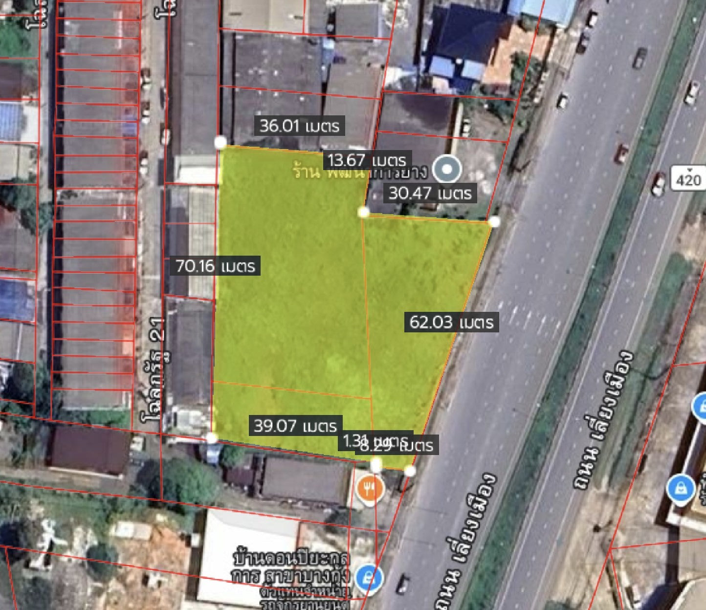 [ปล่อยเช่า] ที่ดินเปล่า แยกบางกุ้ง เยื้องบิ๊กซีสุราษ 2 ไร่ 1 งาน 10.9 ตารางวา ค่าเช่า 100,000/เดือน (สัญญาเริ่มต้น 5-10 ปี)