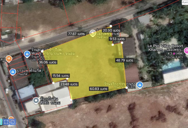 ขายด่วน ที่ดินเปล่า สุราษฎร์ธานี ตรงสามแยกท่าม่วง เนื้อที่ 13 ไร่