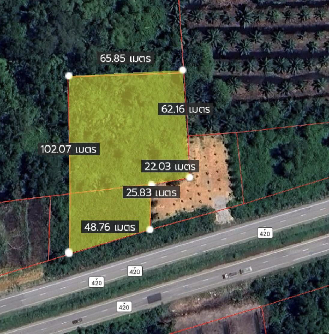 ขายที่ดินเปล่าสุราษฎร์ 3 ไร่ 1 งาน 42 ตร.วา ราคา ไร่ละ 4.XX ลบ.