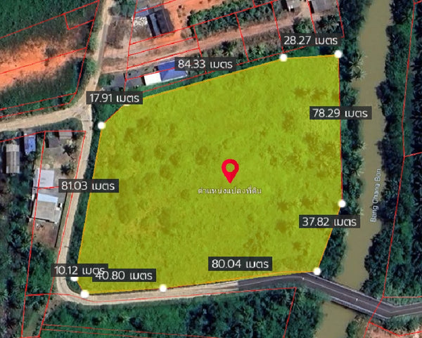 Vacant land for sale in Surat Thani, near Isan Rim Bueng, 8 rai 1 ngan 60.1 square wah.