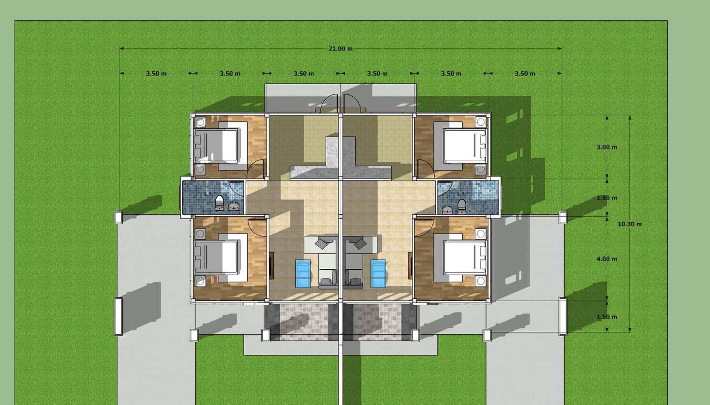 บ้านแฝด 2 ห้องนอน 1 ห้องน้ำ สไตล์ Modern @ถ.นาลึก ท่าฉาง สุราษฎร์ธานี