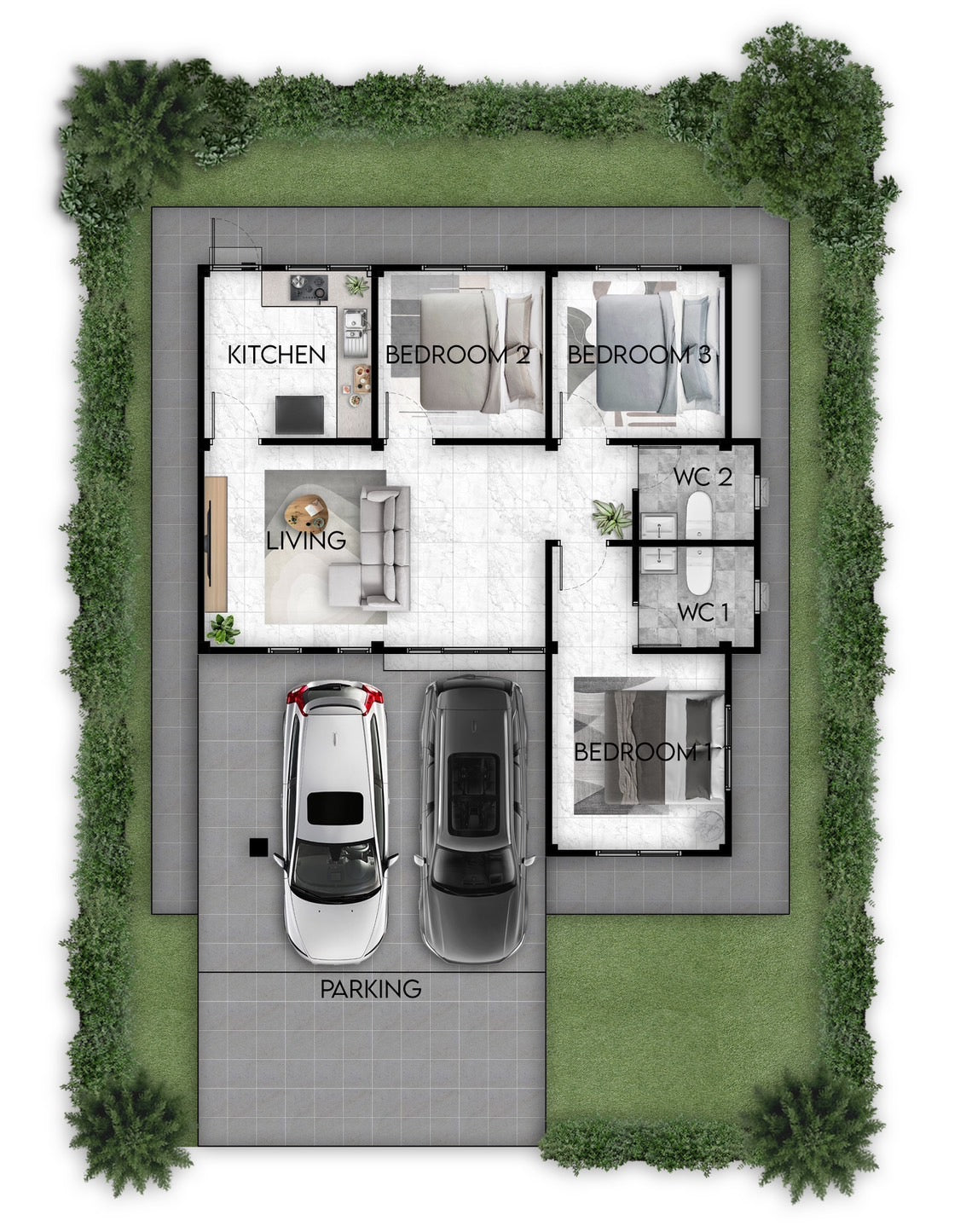 (พร้อมอยู่) บ้านเดี่ยว 3 ห้องนอน 2 ห้องน้ำ สไตล์ Modern @วัดสมหวัง สุราษฎร์ธานี